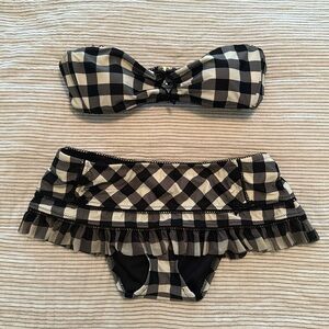Betsey Johnson vintage checkered retro pin-up ruffle bikini set